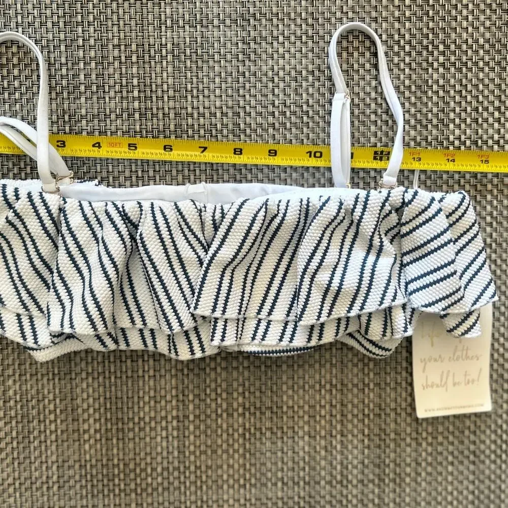 SHOW ME YOUR MUMU NWT Newport Bikini Top in Ocean Stripe L Coastal